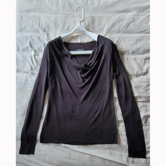 Aritzia Babaton Black Rayon Cowl Neck Long Sleeve - Picture 1 of 8